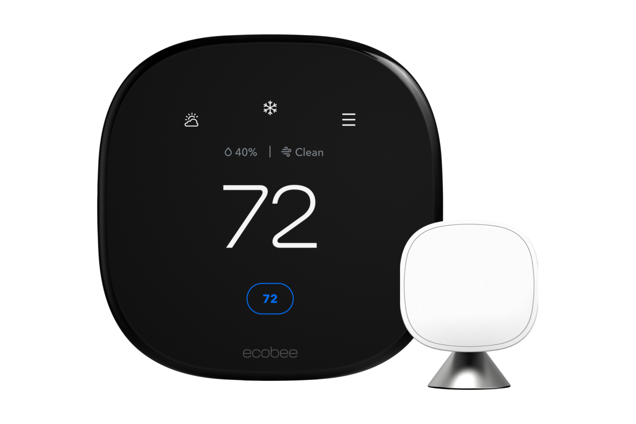 Ecobee Smart Thermostat Premium with sleek black design and touchscreen display