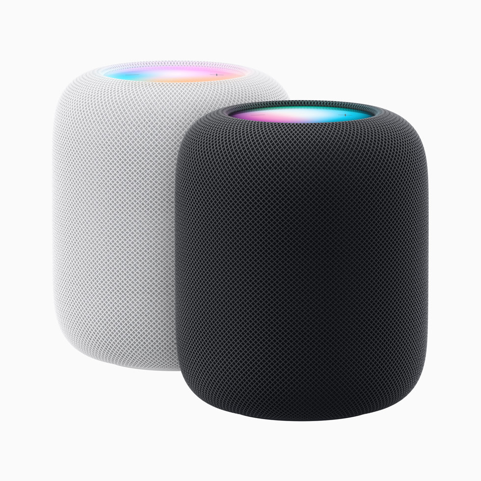 Apple HomePod 2nd generation in white and midnight colors