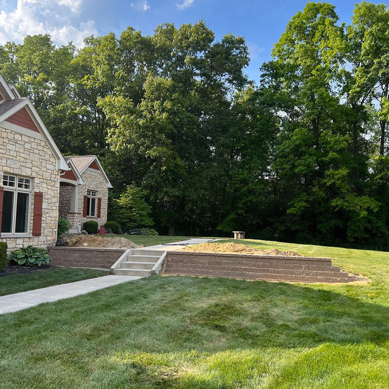 Retaining wall and paver patio installation in Bedford Township, MI