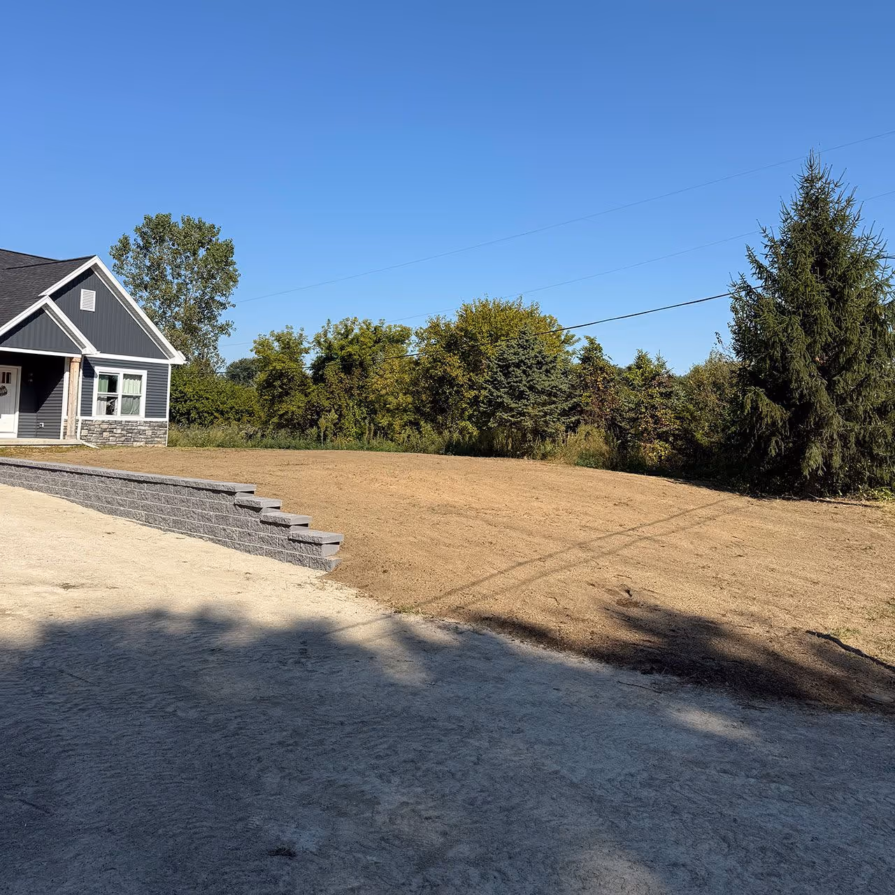 New lawn installation with proper grading in the Toledo, Ohio area