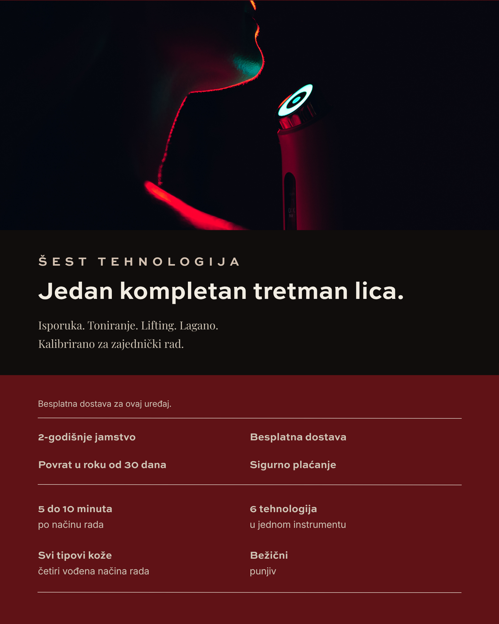BEEA SKIN AURA – šest tehnologija za kompletan tretman lica: isporuka, toniranje i lifting u jednom bežičnom uređaju, uz 2-godišnje jamstvo i besplatnu dostavu.