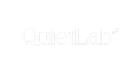 QuietLab brand name in white text on a black background with a small superscript z.