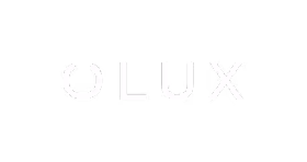 OLUX brand logo with white letters on a black background.
