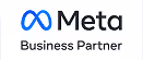 Meta Business Partner logo with blue infinity symbol and black text.