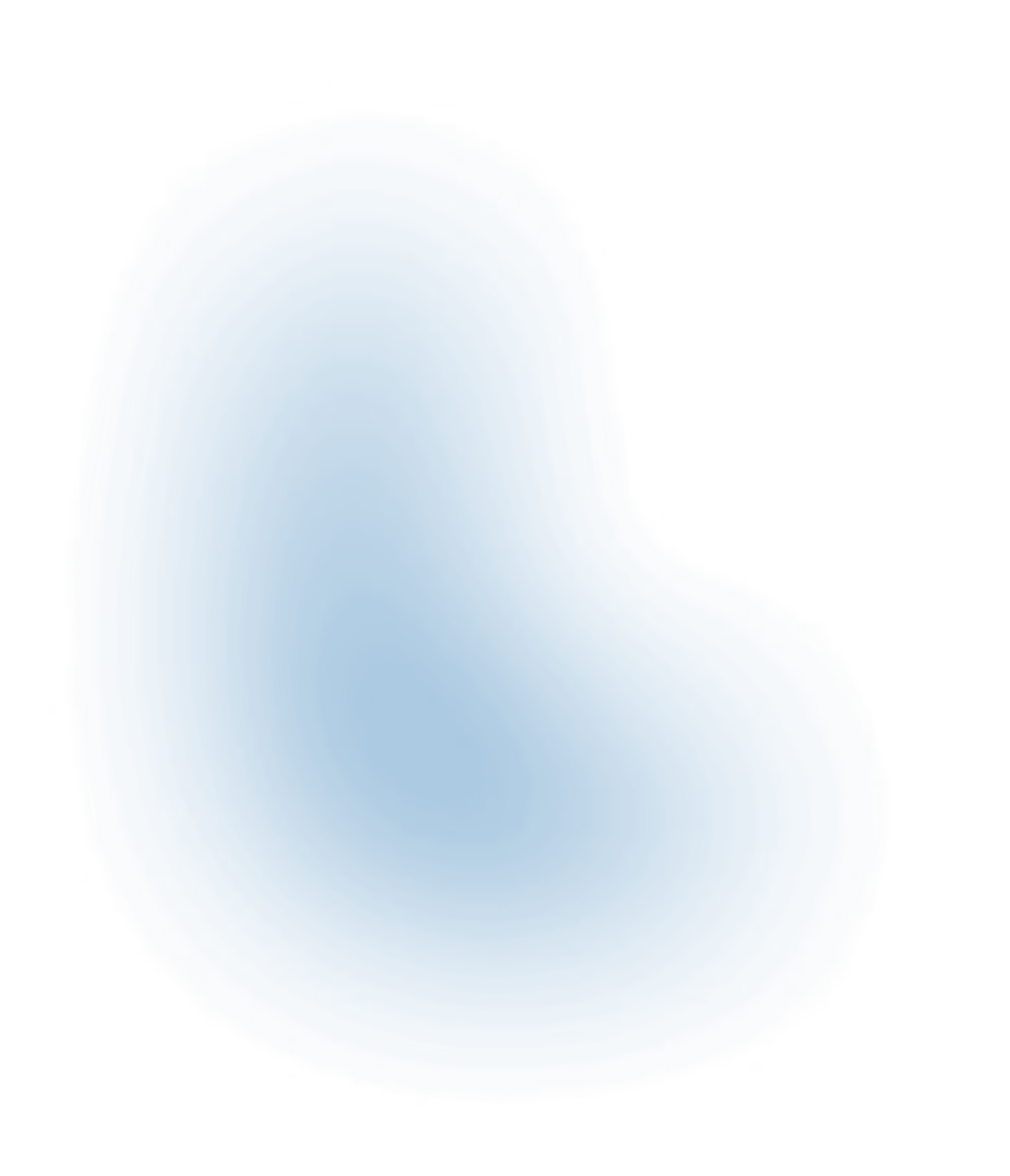 Abstract blue blob shape with soft edges on a black background.