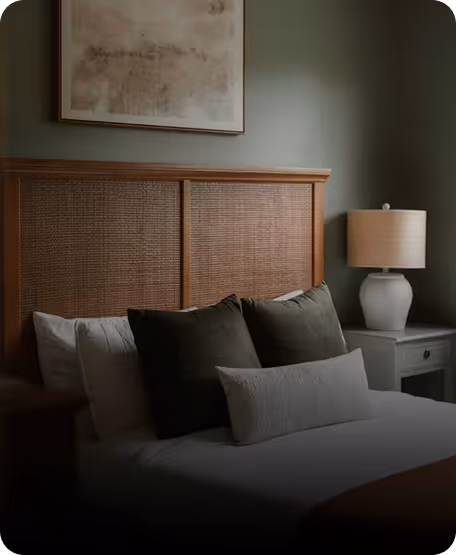 Neatly made bed in a tranquil room