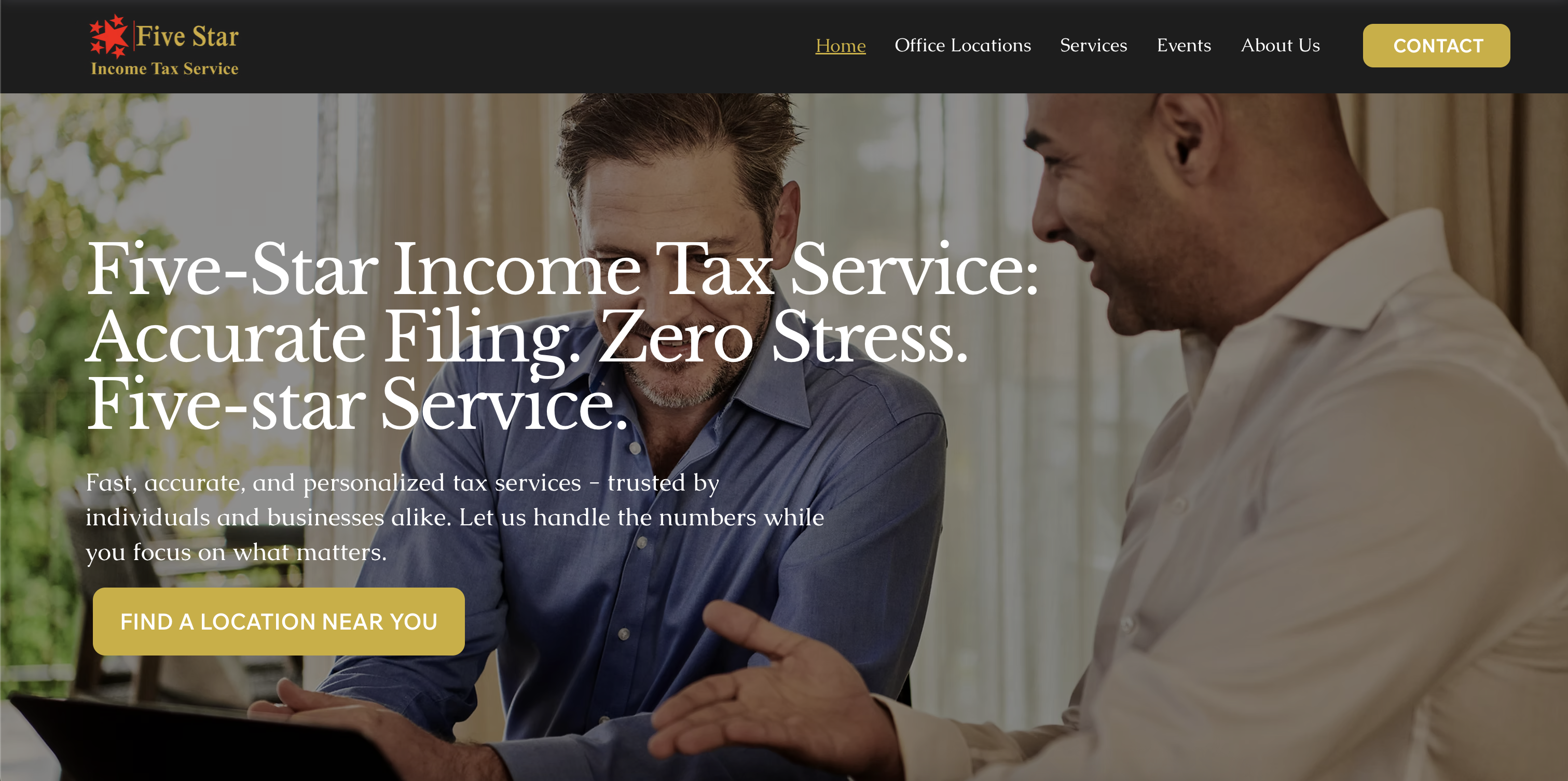 Five star income tax service website screenshots