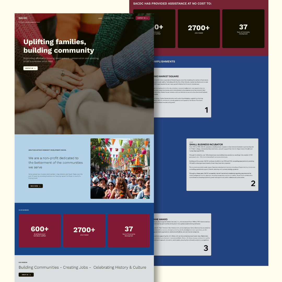 SACDC website screenshots