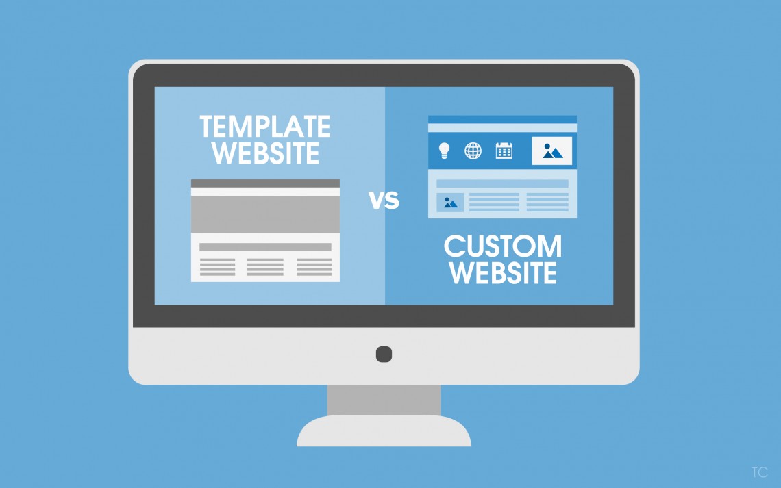 graphic depicting template vs custom website