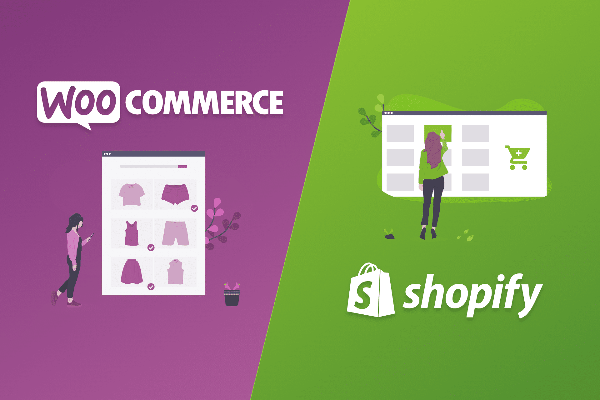 shopify vs woocommerce graphic