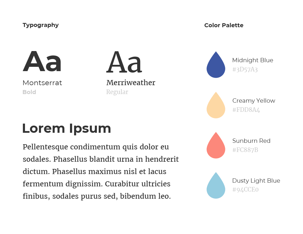 typography and color palette sample
