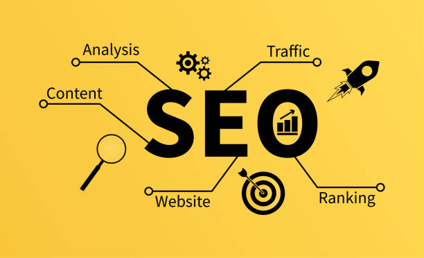 SEO over a yellow background