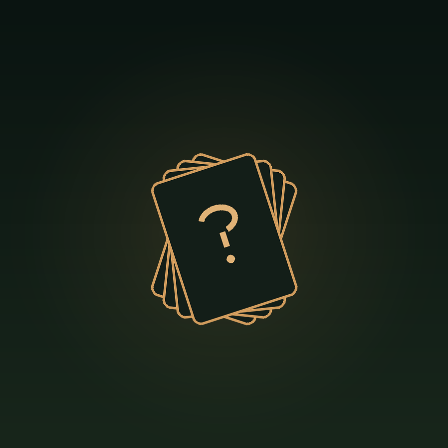 Illustration of four fanned cards each marked with a hand-drawn question mark, representing frequently asked questions
