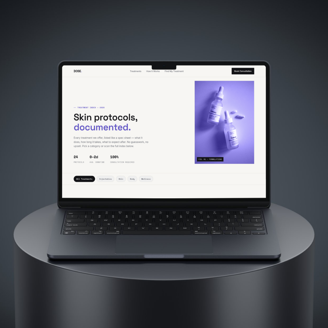 DOSE. — med spa website design example by Social Reach