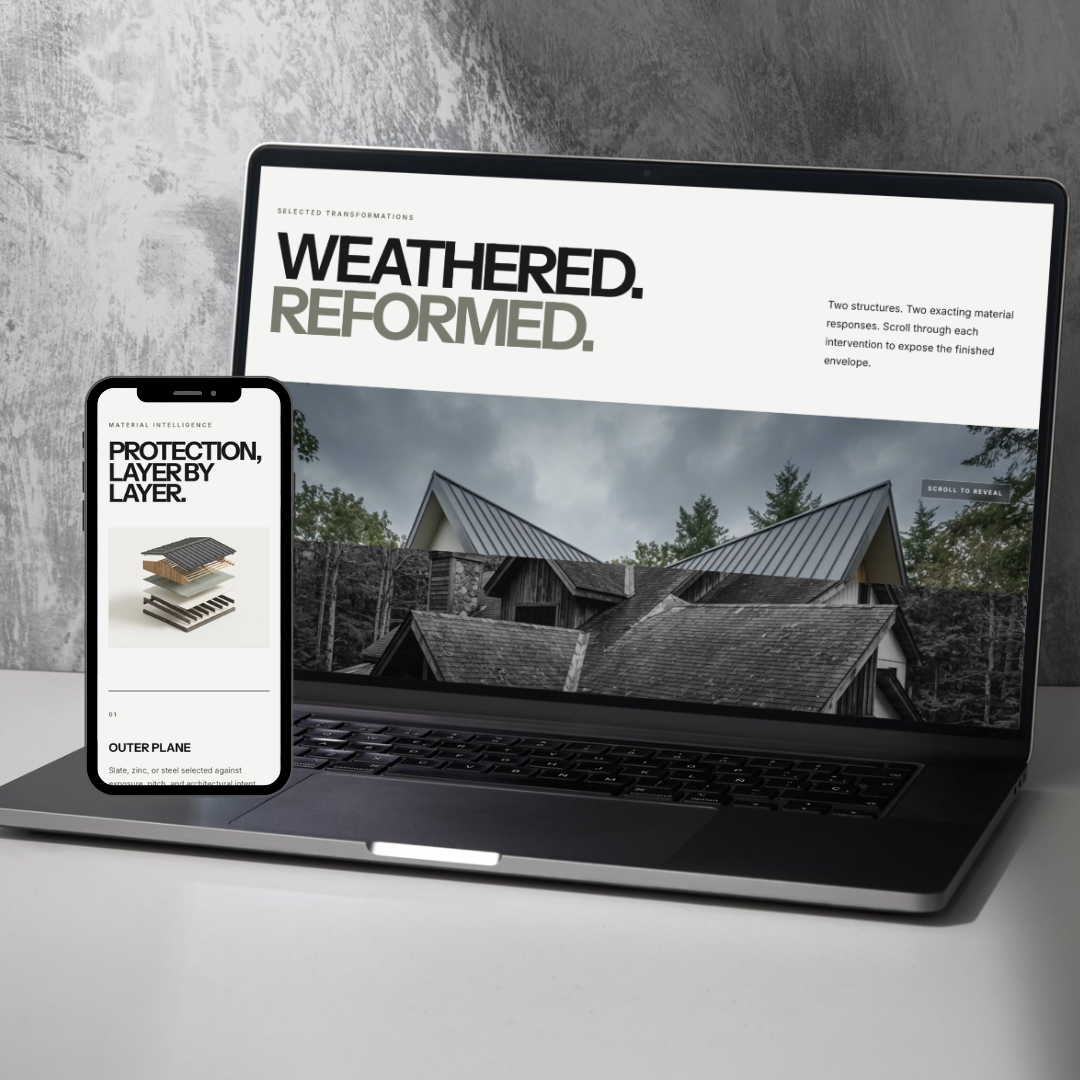 Vergence Exteriors — roofing company website design example by Social Reach