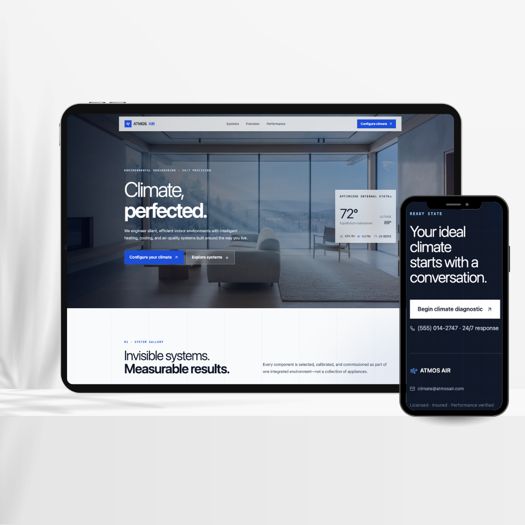 Atmos Air — HVAC company website design example by Social Reach