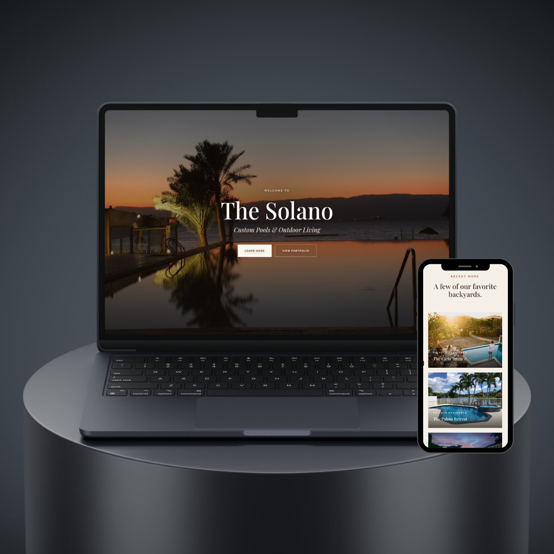 Solano Luxury Pools — pool builder website design example by Social Reach