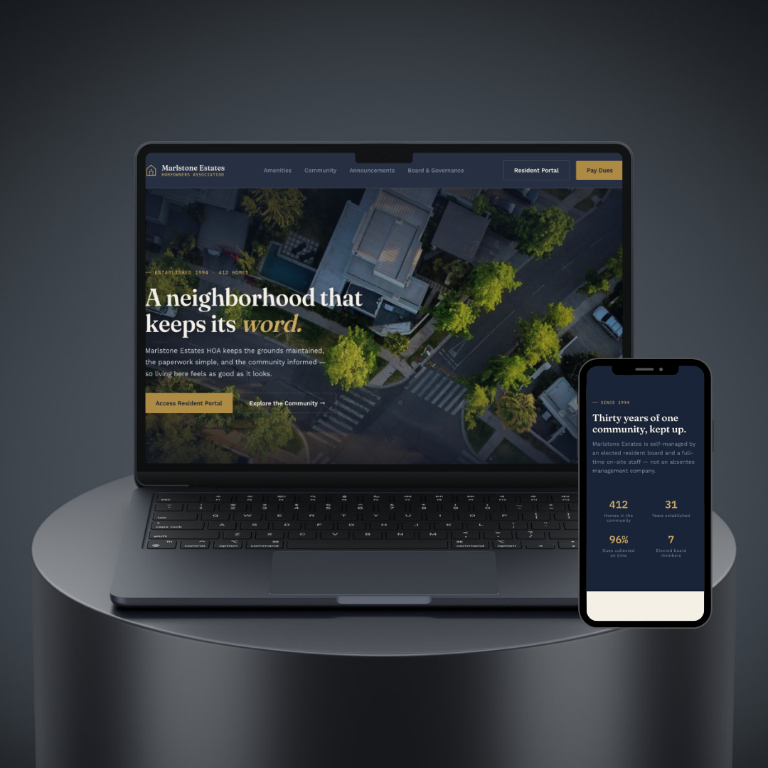 Marlstone Estates HOA — HOA website design example by Social Reach