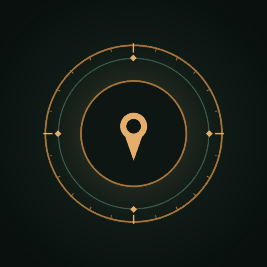 Amber compass and map pin badge icon representing local web design in Katy, TX