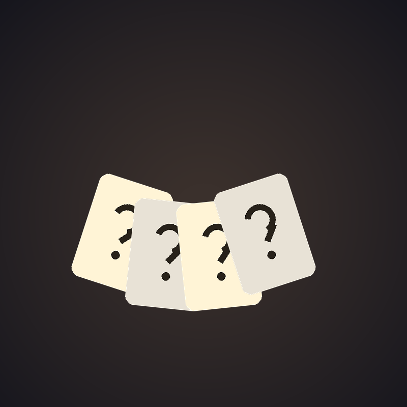 Illustration of four question-mark cards fanned out, representing frequently asked questions