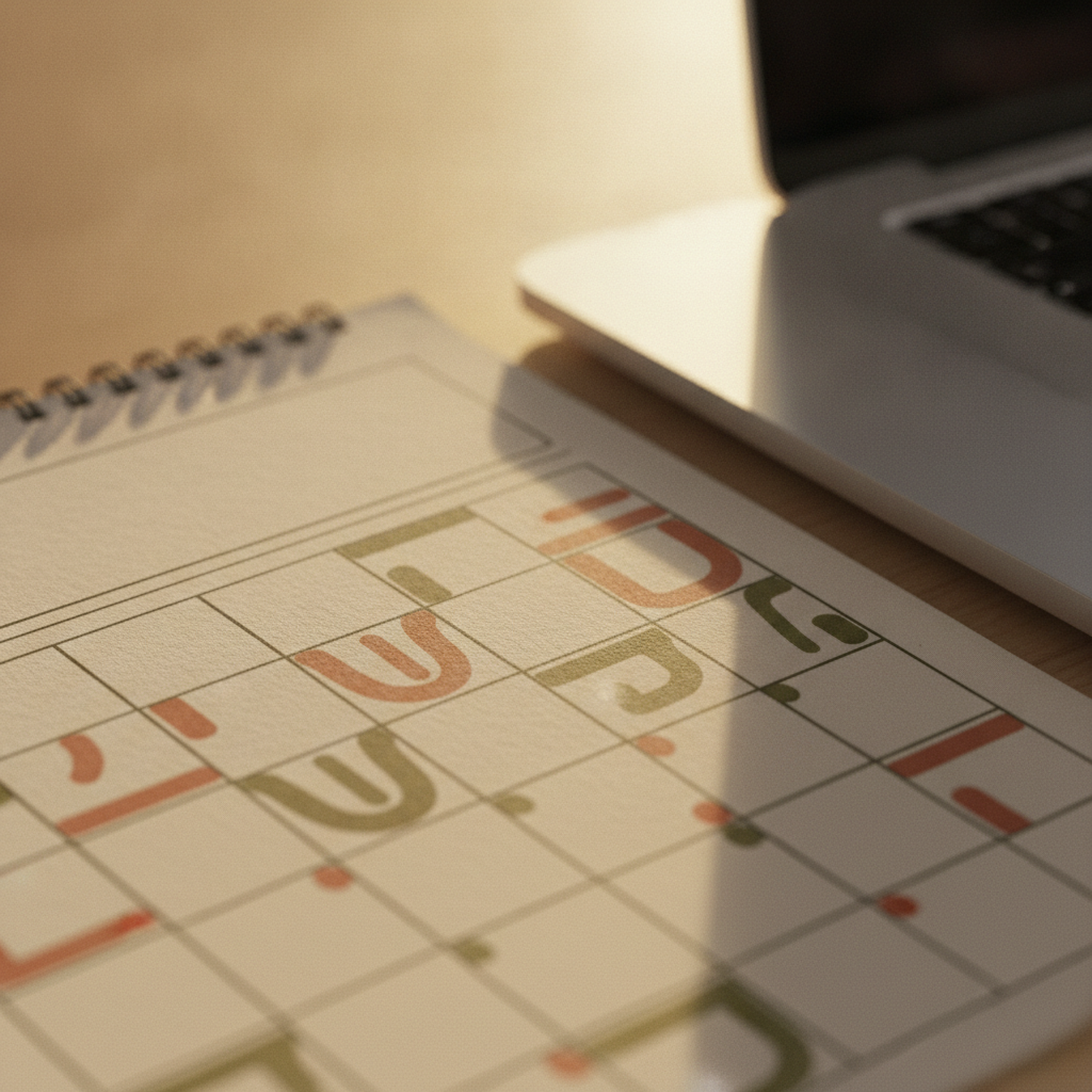 Close-up of a desk calendar next to a laptop, representing an SEO timeline