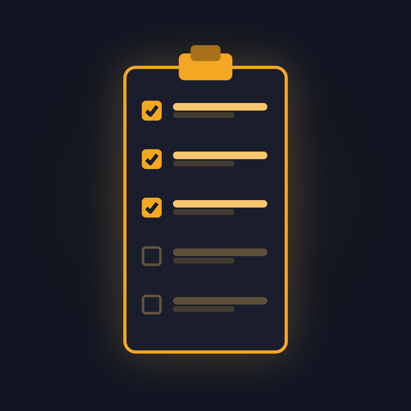 Illustration of a checklist on a clipboard with several items checked off