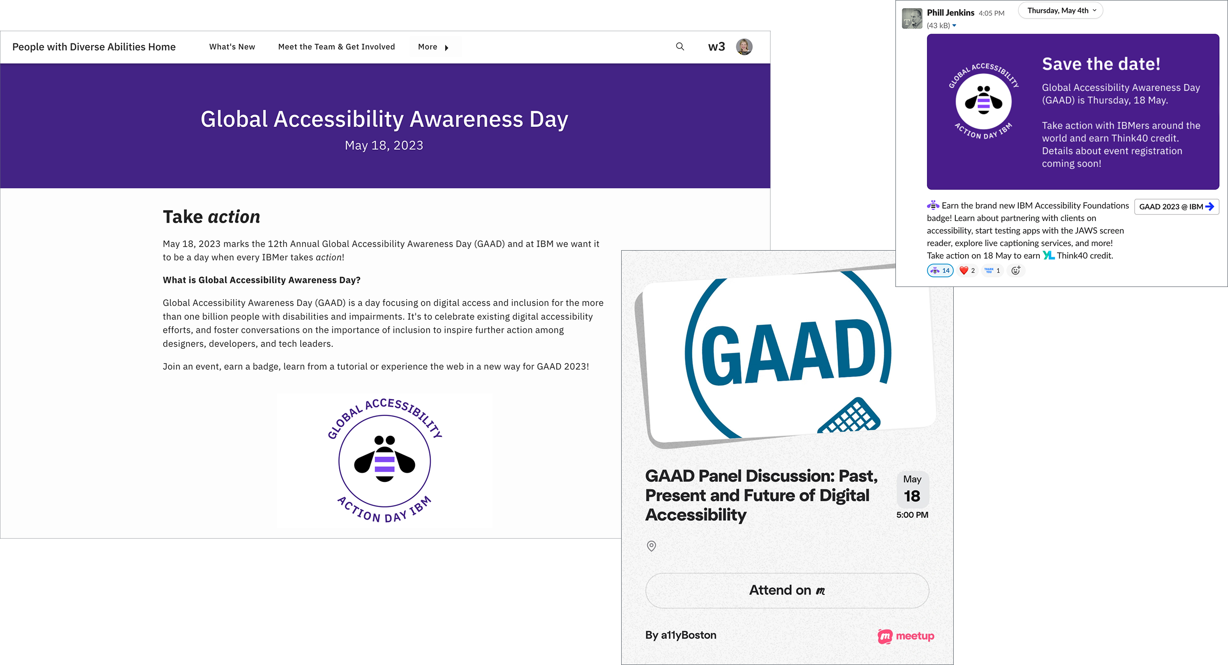 GAAD website, Slack poster, and LinkedIn advert 