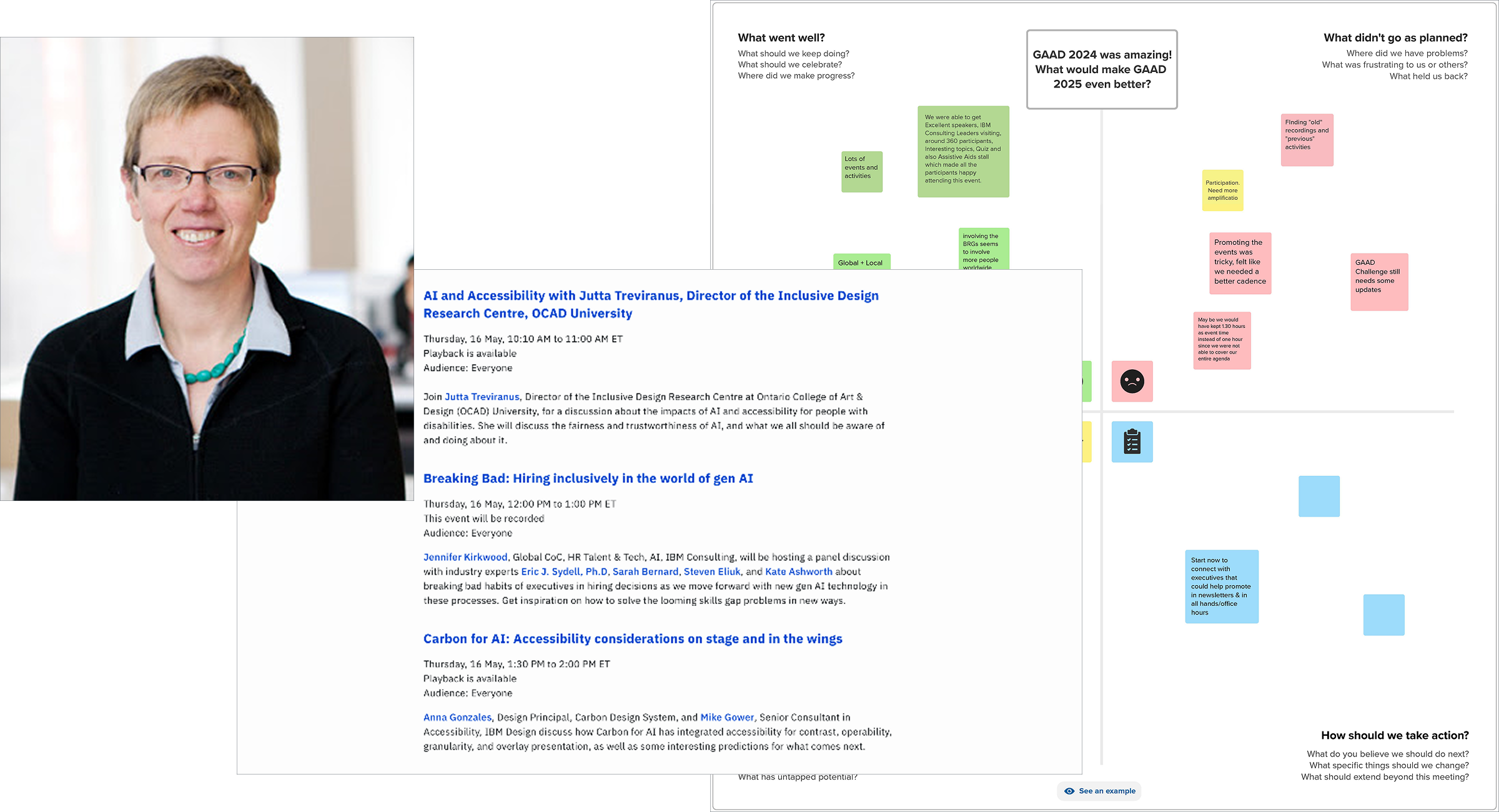 Image of Jutta Treviranus, screen from retro facilitation