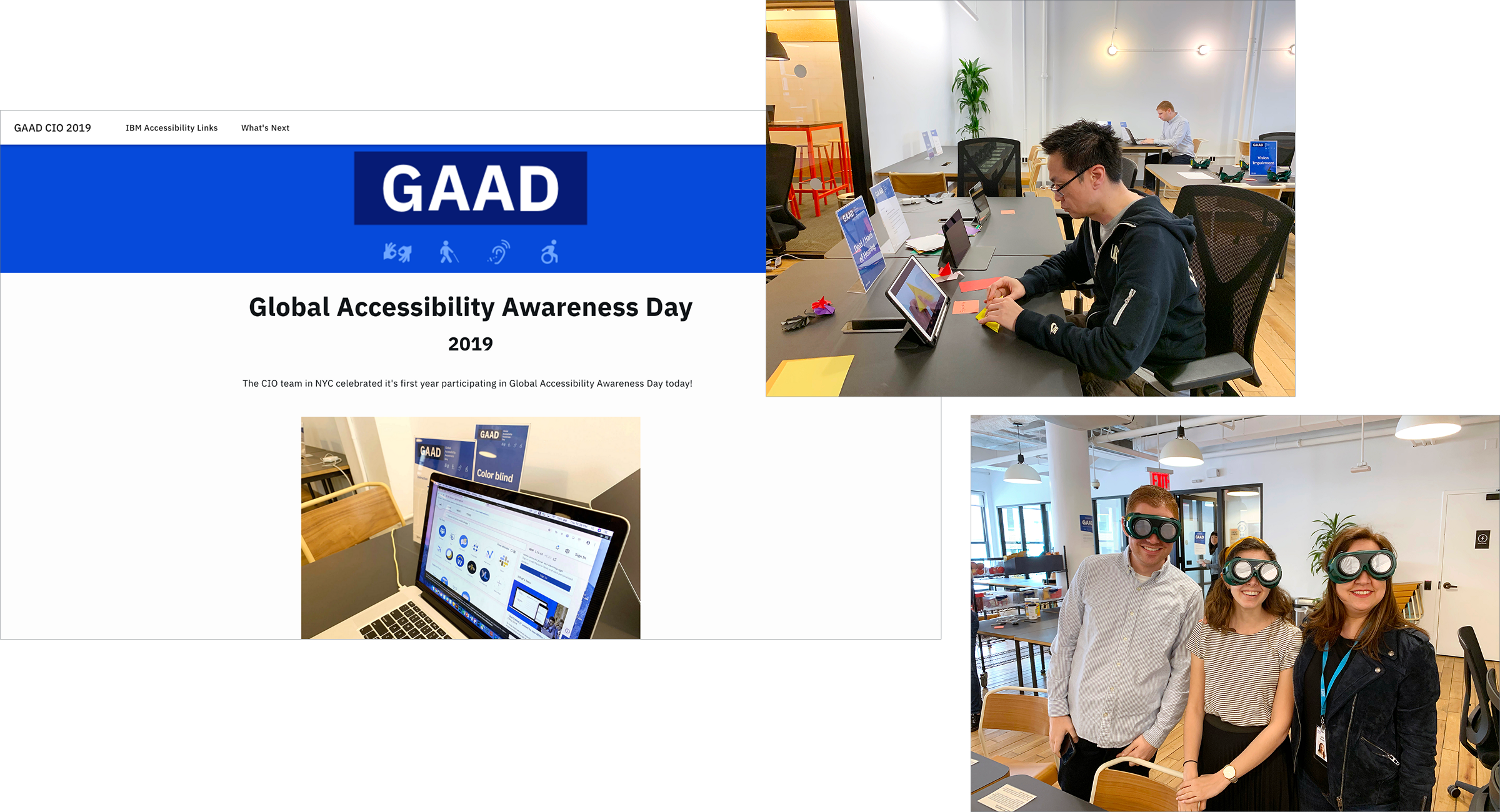 Screenshot of GAAD website and photos from the event
