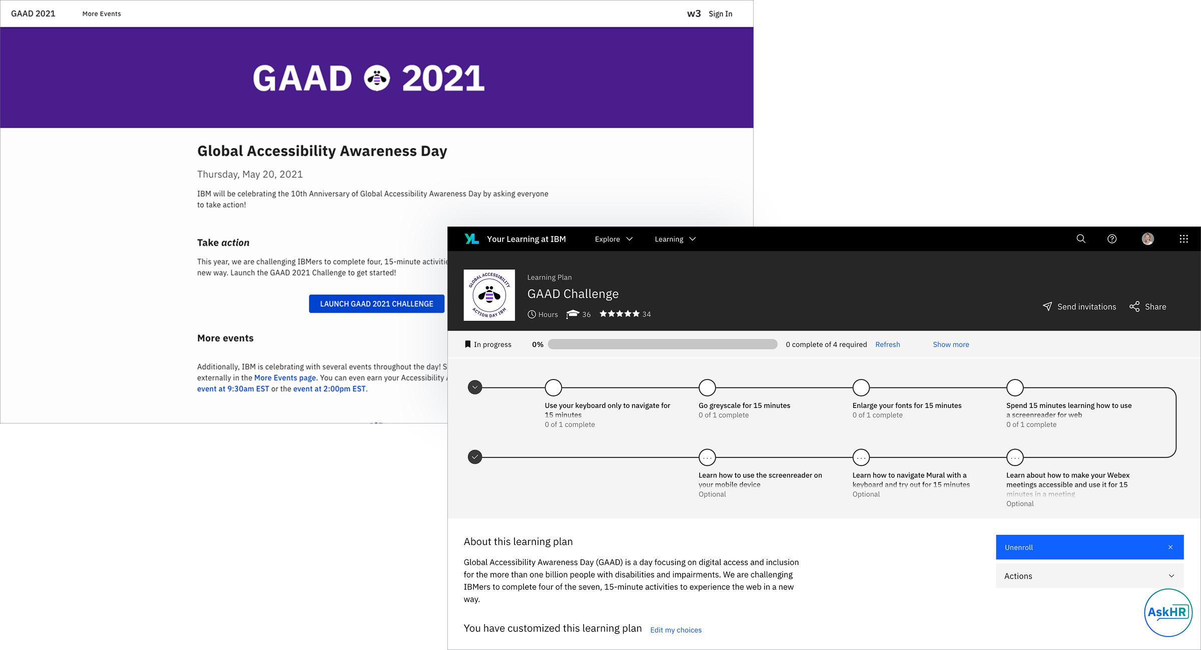 GAAD website screen and image of learning plan