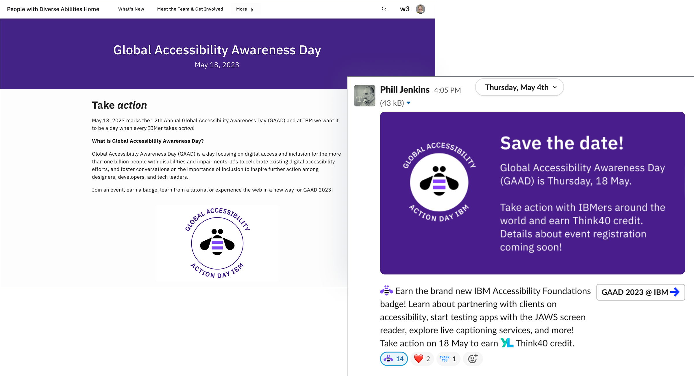 GAAD website, Slack poster, and LinkedIn advert 