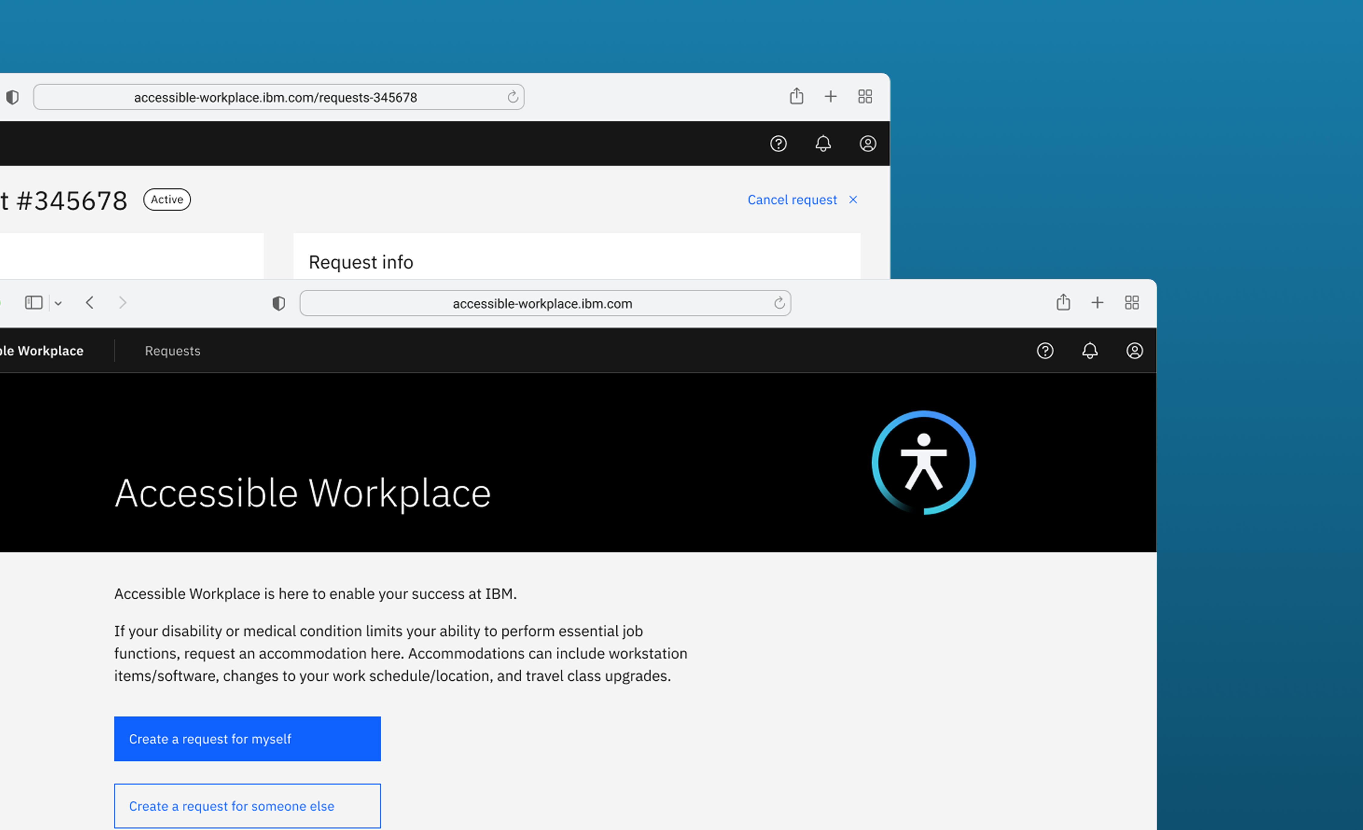 Home screen on laptop for Accessible Workplace project
