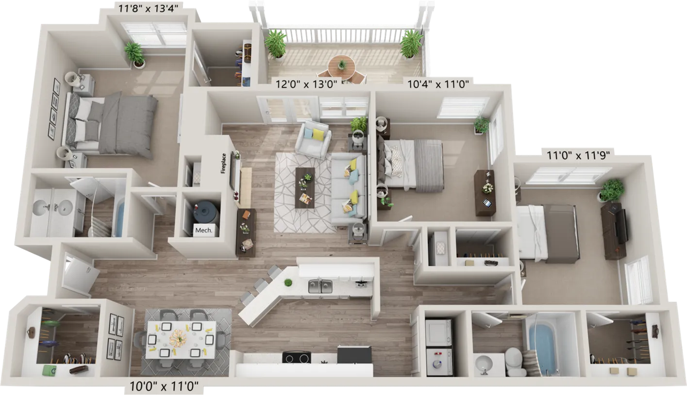 3x2A Floor Plan layout