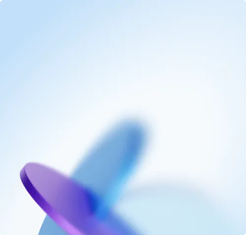 Abstract blue and purple gradient shapes on a light blue background.