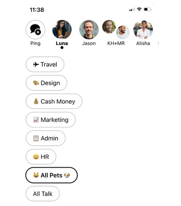 Cryochat mobile screen showing chatrooms and DMs