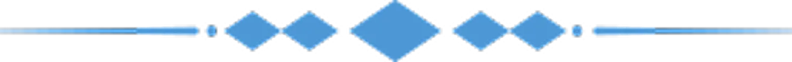 Horizontal decorative divider with a series of blue diamond shapes connected by a thin blue line on each side.