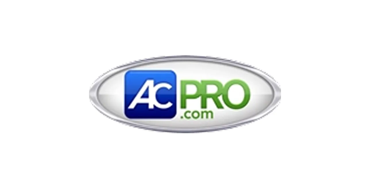 AC Pro.com logo with blue and green text inside an oval shape.