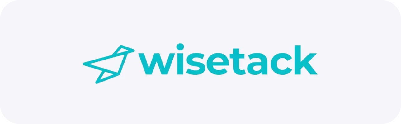 Wisetack logo with a stylized origami bird icon in teal.