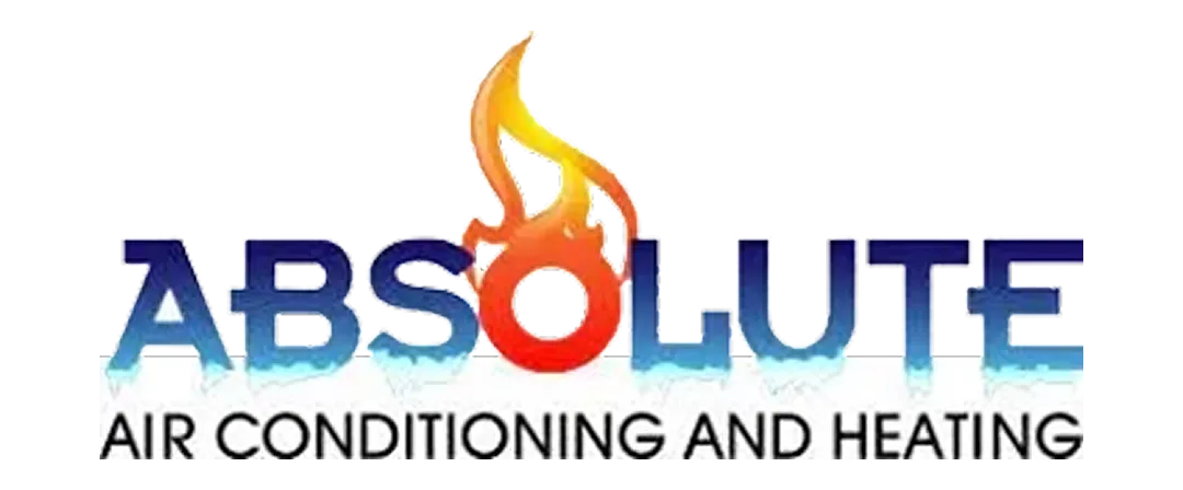 Logo for Absolute Air Conditioning and Heating with the letter O stylized as a flame.