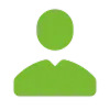 Grüne stilisierte Benutzer-Ikone auf transparentem Hintergrund.
