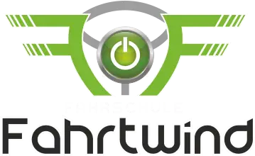 Grünes Logo mit stilisierten Flügeln und einem Power-Symbol in der Mitte, darunter der Schriftzug 'Fahrtwind'.