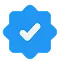 Icône de badge vérifié bleu, symbole d’authenticité