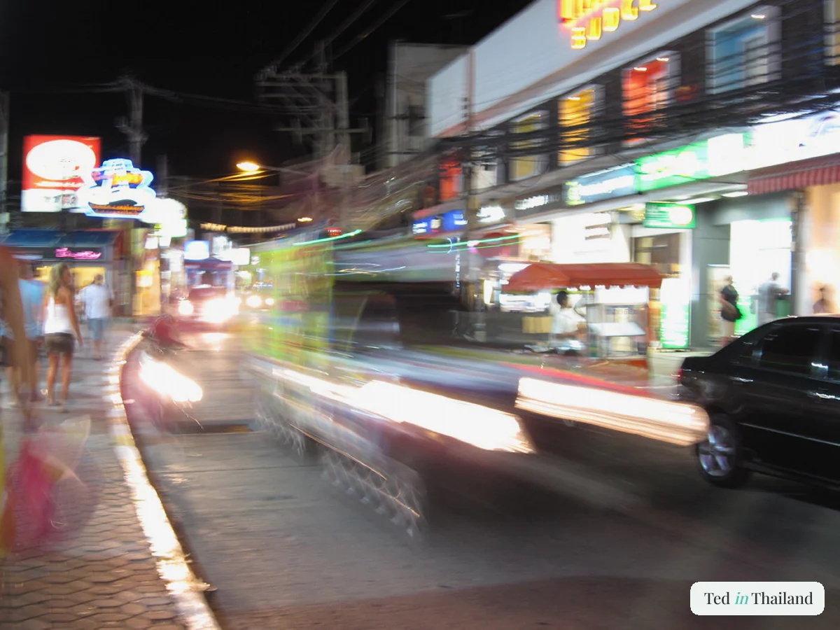 Chaweng Beach Road at night