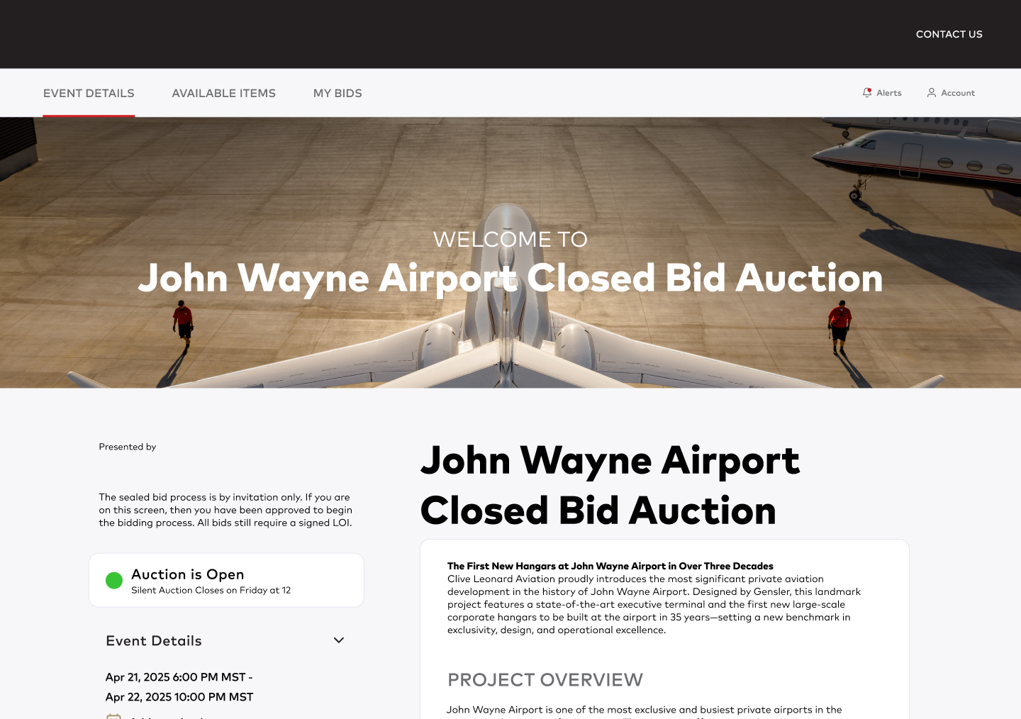 Handbid Real Estate & Leasing feature screenshot showing auction management tools