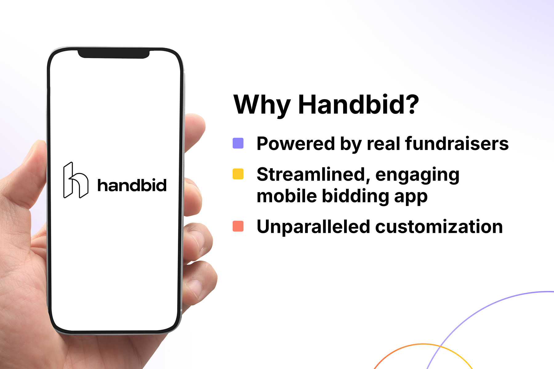 Handbid differentiators from OneCause and GiveSmart, also explored in the text below