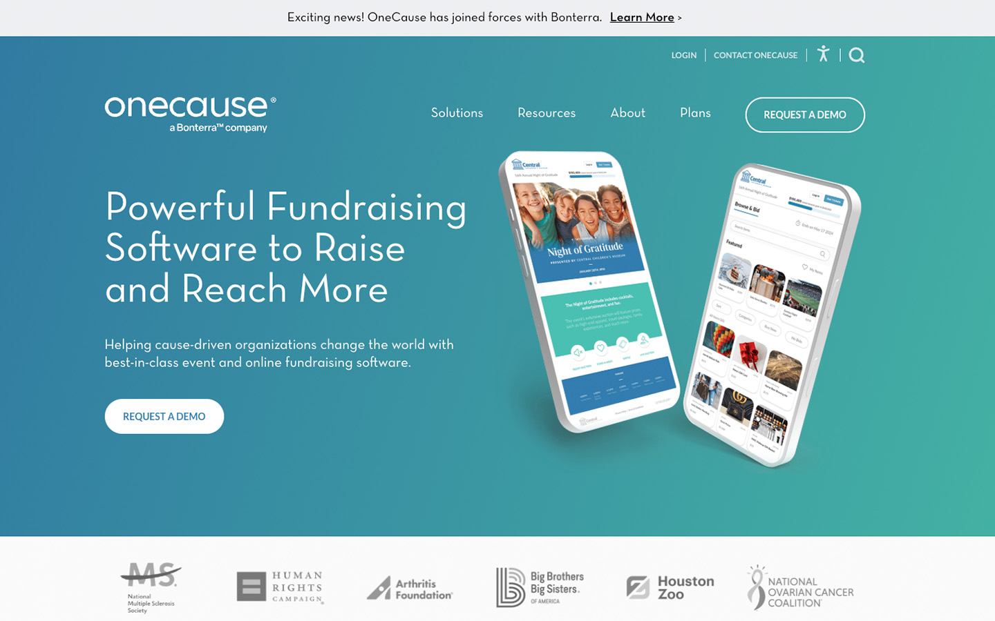 OneCause homepage