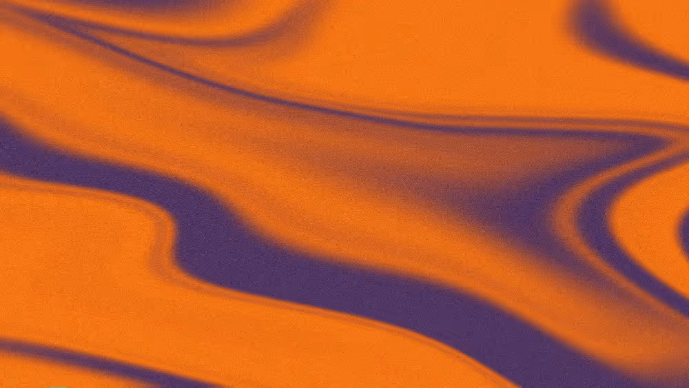 Abstract orange and purple fluid wavy pattern with textured gradient blending.