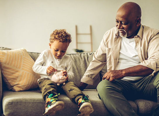 Retired grandfather hanging out with his grandson