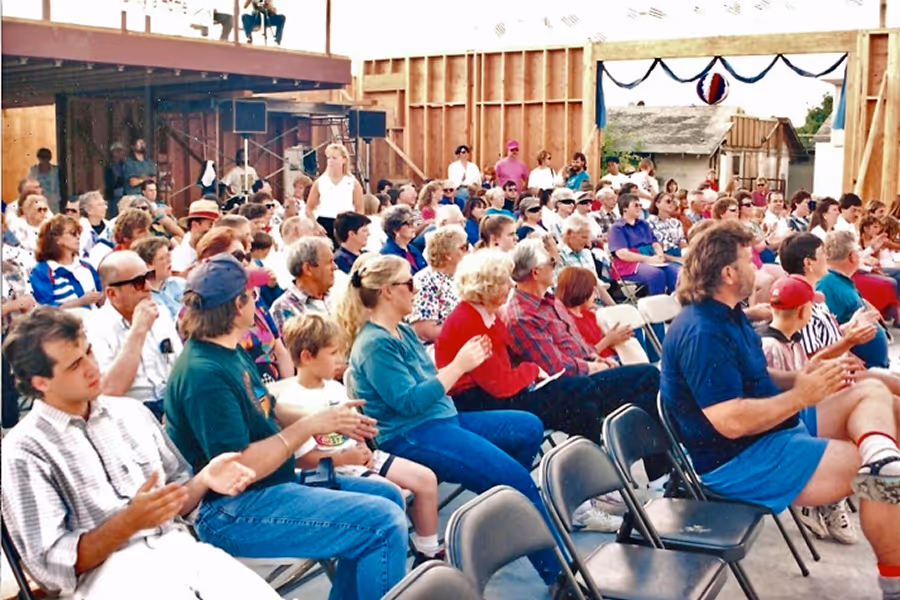 The first outdoor service in 1992 after changing the church to the name "Washington Cathedral"