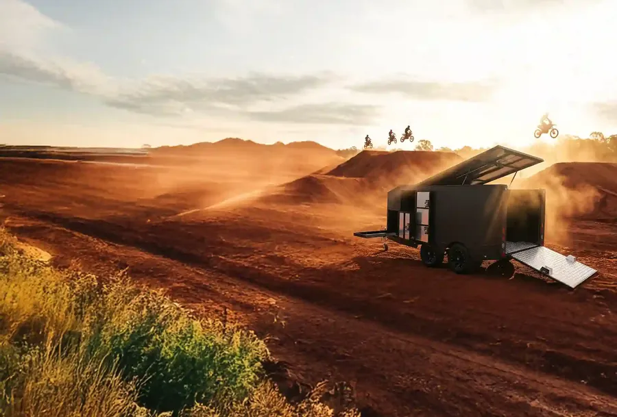 Motorbike trailer on a dirt track